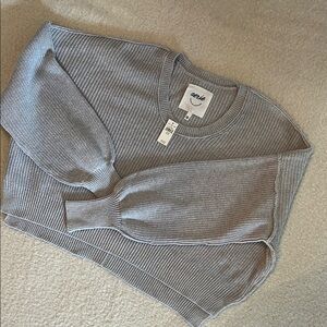 Aerie Gray Crewneck Sweater with Textured Knit